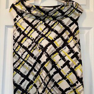 The Limited Sleeveless Geometric Print Blouse – Size S – Abstract Grid Pattern